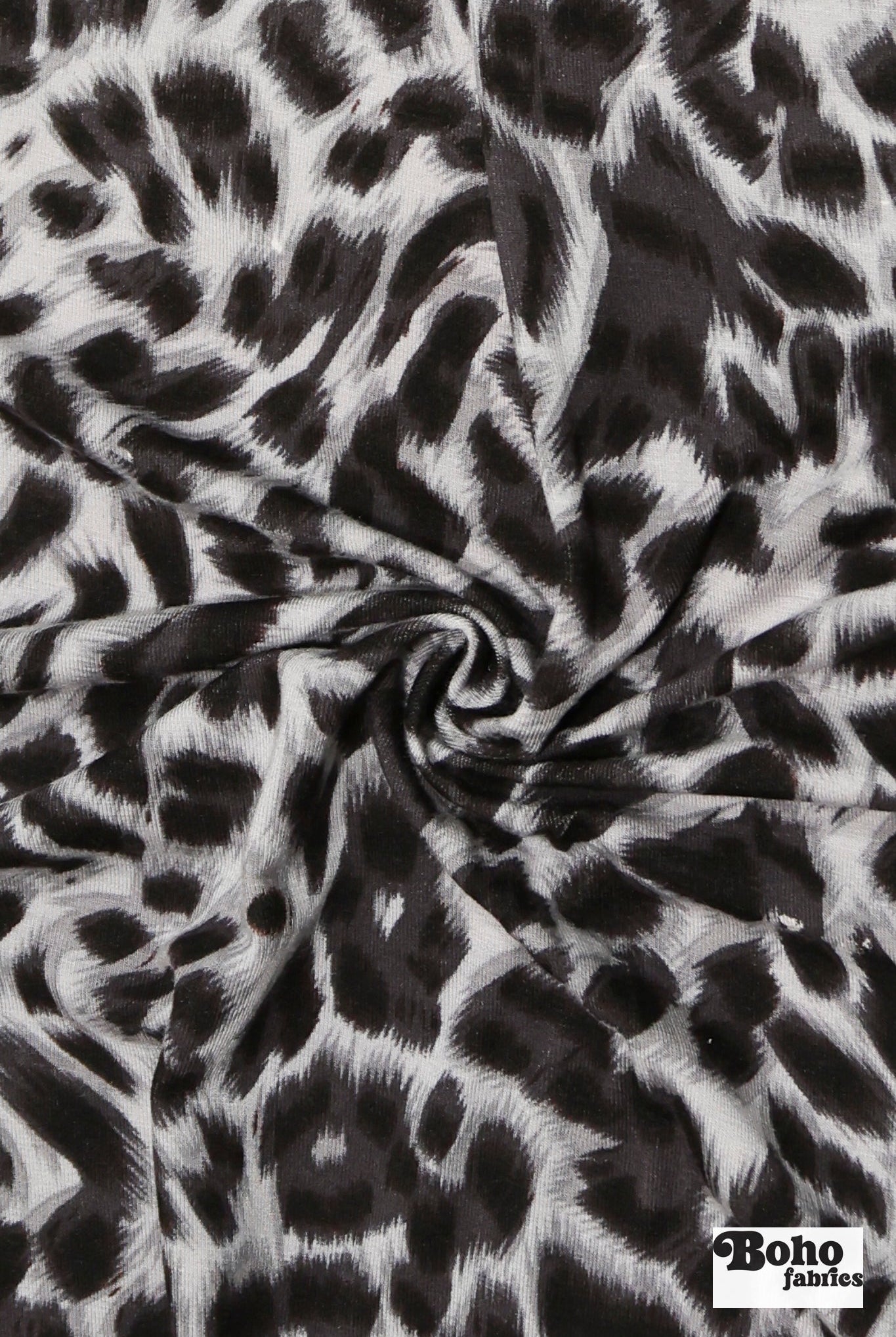 Cool Gray Cheetah Print, Rayon Spandex Jersey Knit Fabric - Boho Fabrics - Rayon Jersey Solid, Knit Fabric