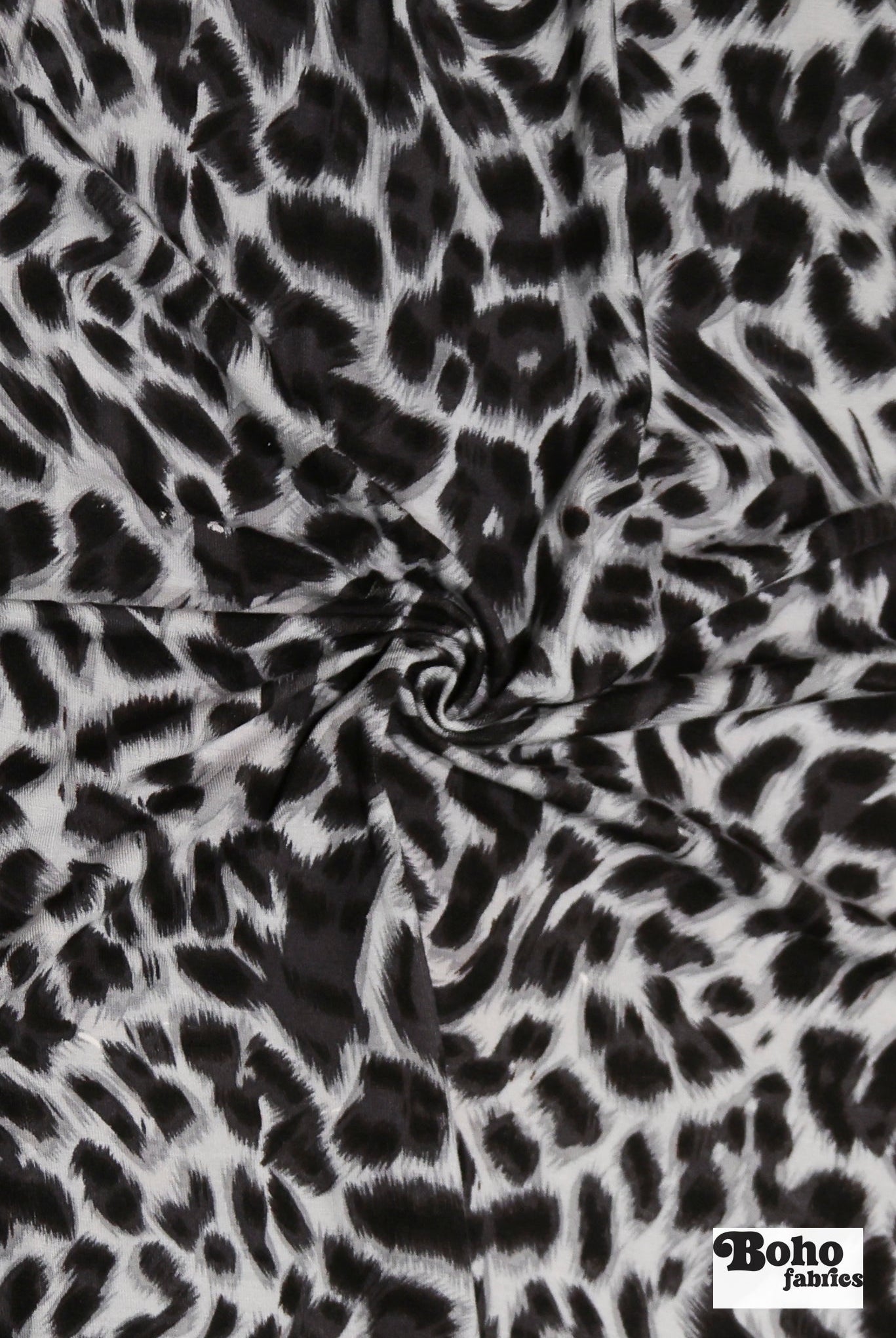 Cool Gray Cheetah Print, Rayon Spandex Jersey Knit Fabric - Boho Fabrics - Rayon Jersey Solid, Knit Fabric