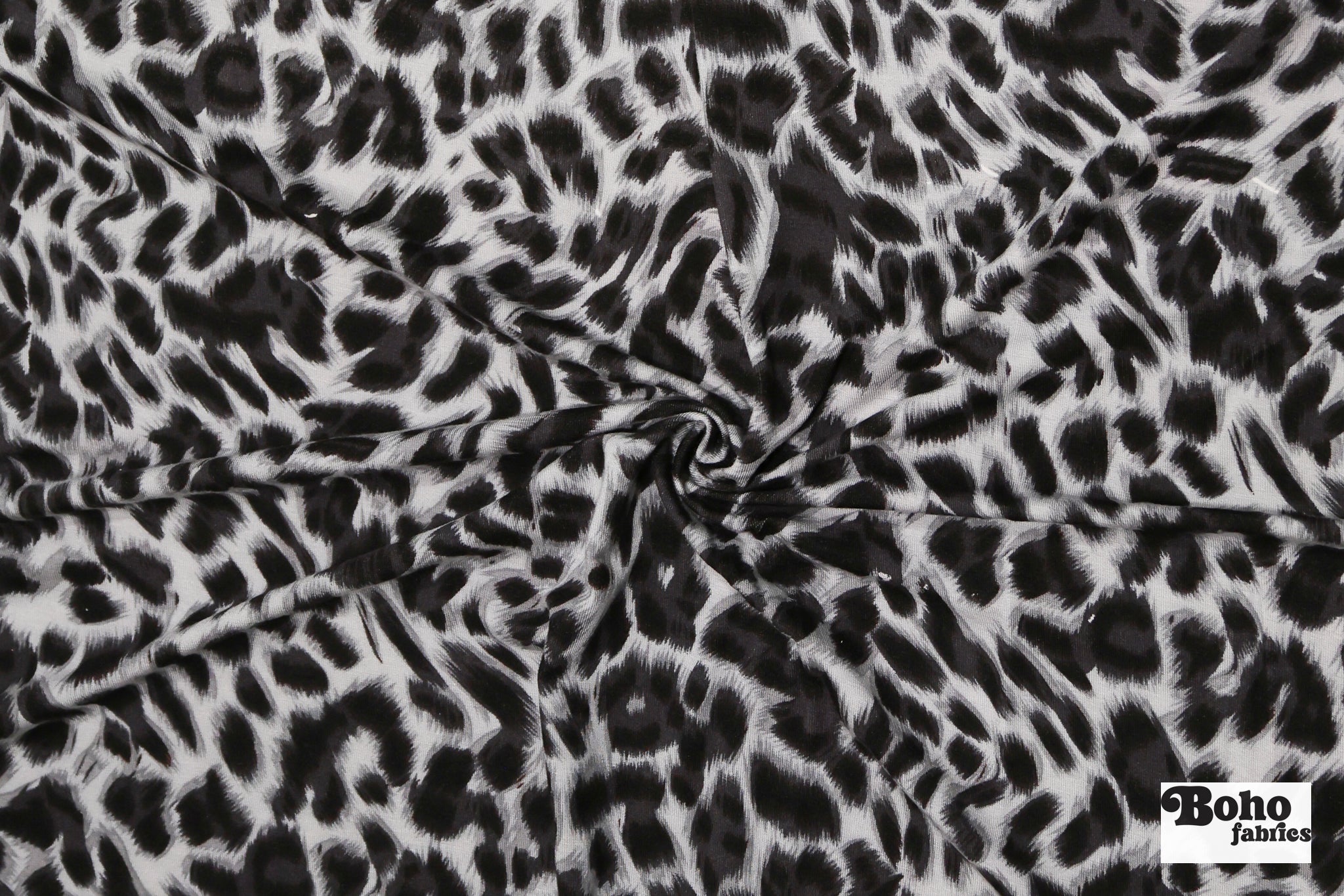 Cool Gray Cheetah Print, Rayon Spandex Jersey Knit Fabric - Boho Fabrics - Rayon Jersey Solid, Knit Fabric