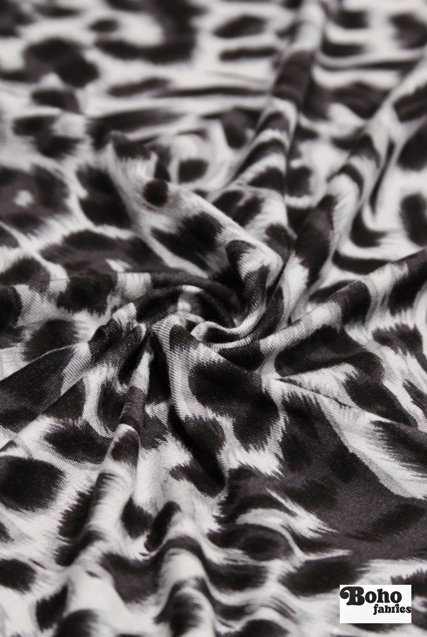 Cool Gray Cheetah Print, Rayon Spandex Jersey Knit Fabric - Boho Fabrics - Rayon Jersey Solid, Knit Fabric