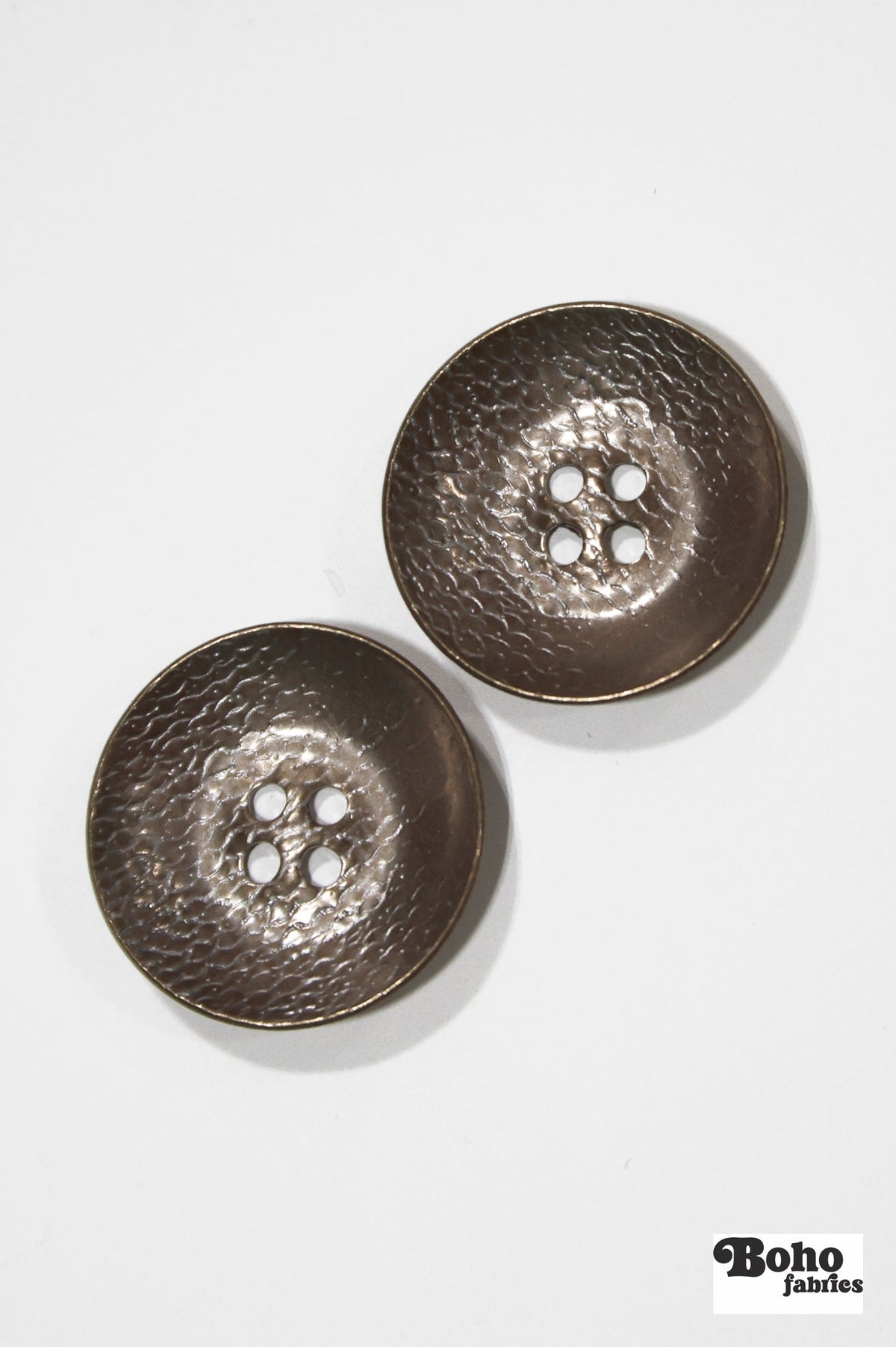 Copper Saucer 4-Hole Metal Button. 24L (15mm / 5/8"), 28L (18mm / 11/16"), 30L (19mm, 3/4") , 40L (25mm / 1") - Boho Fabrics - Buttons & Snaps