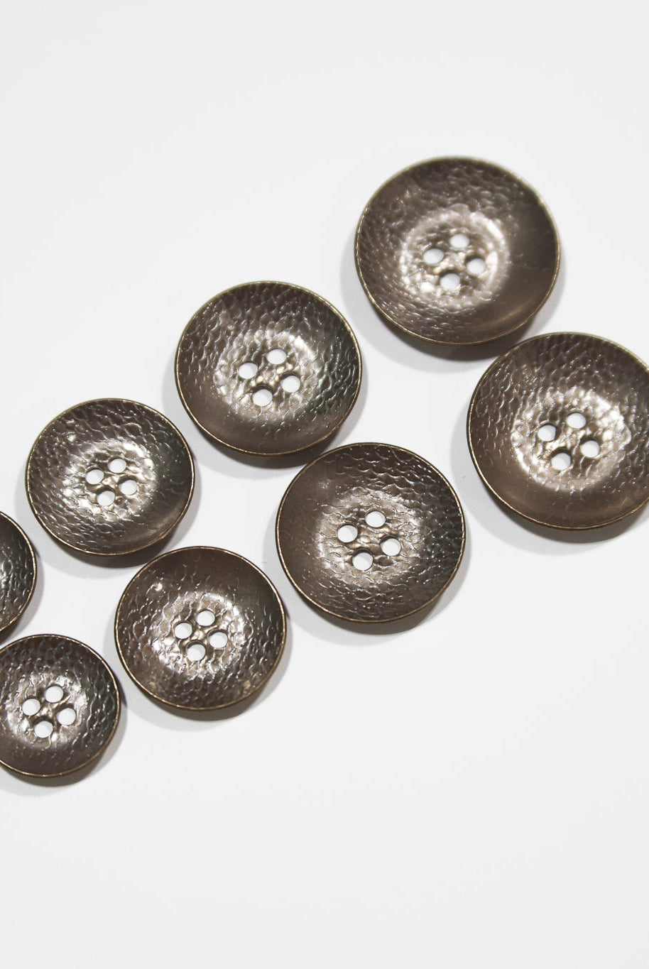 Copper Saucer 4-Hole Metal Button. 24L (15mm / 5/8"), 28L (18mm / 11/16"), 30L (19mm, 3/4") , 40L (25mm / 1") - Boho Fabrics - Buttons & Snaps