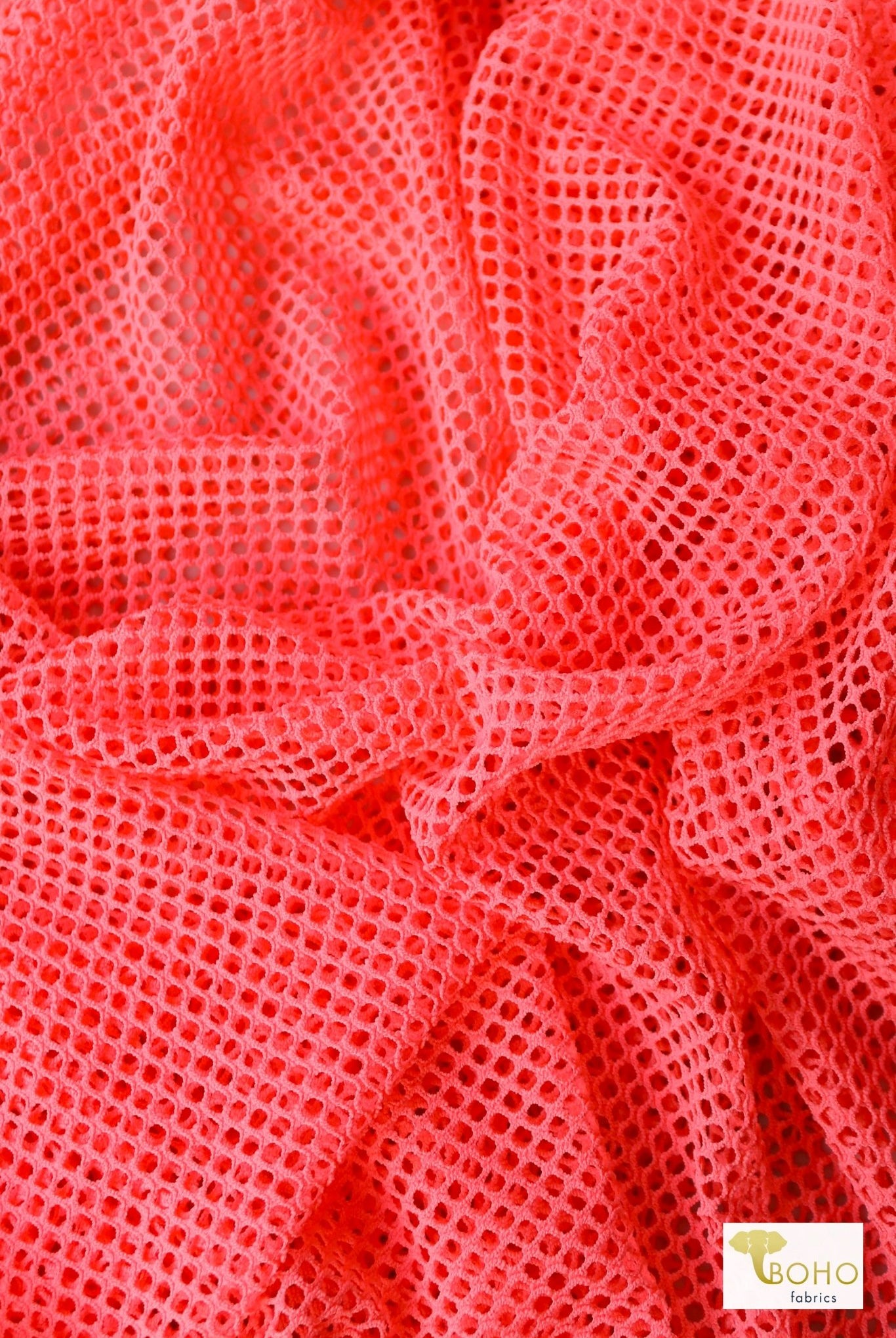 Coral, Fish Net, Stretch Mesh Fabric - Boho Fabrics - Stretch Mesh