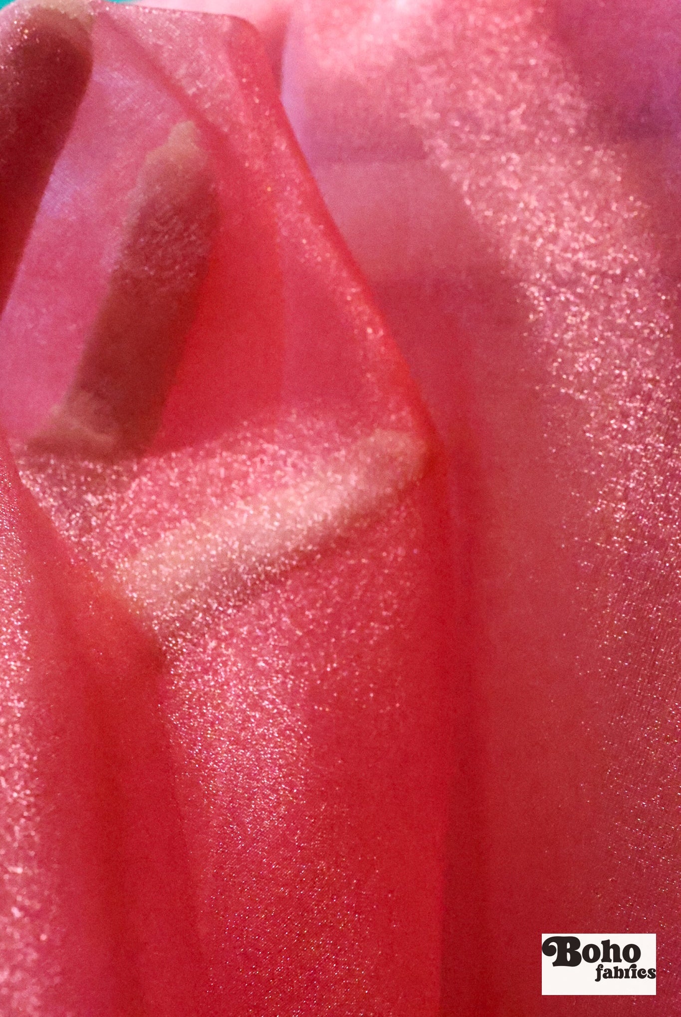 Coral Flamingo, Organza Shimmer, Woven Fabric - Boho Fabrics - Organza, Woven Fabric