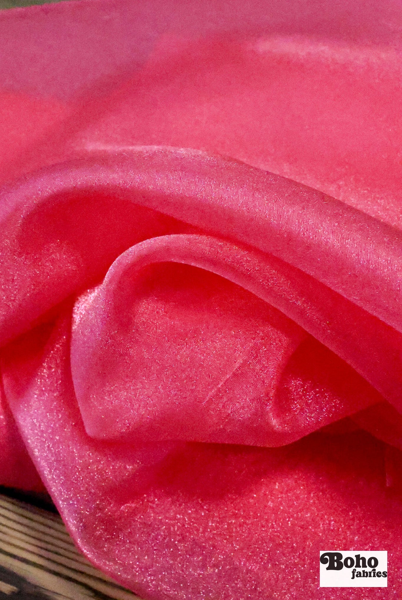 Coral Flamingo, Organza Shimmer, Woven Fabric - Boho Fabrics - Organza, Woven Fabric