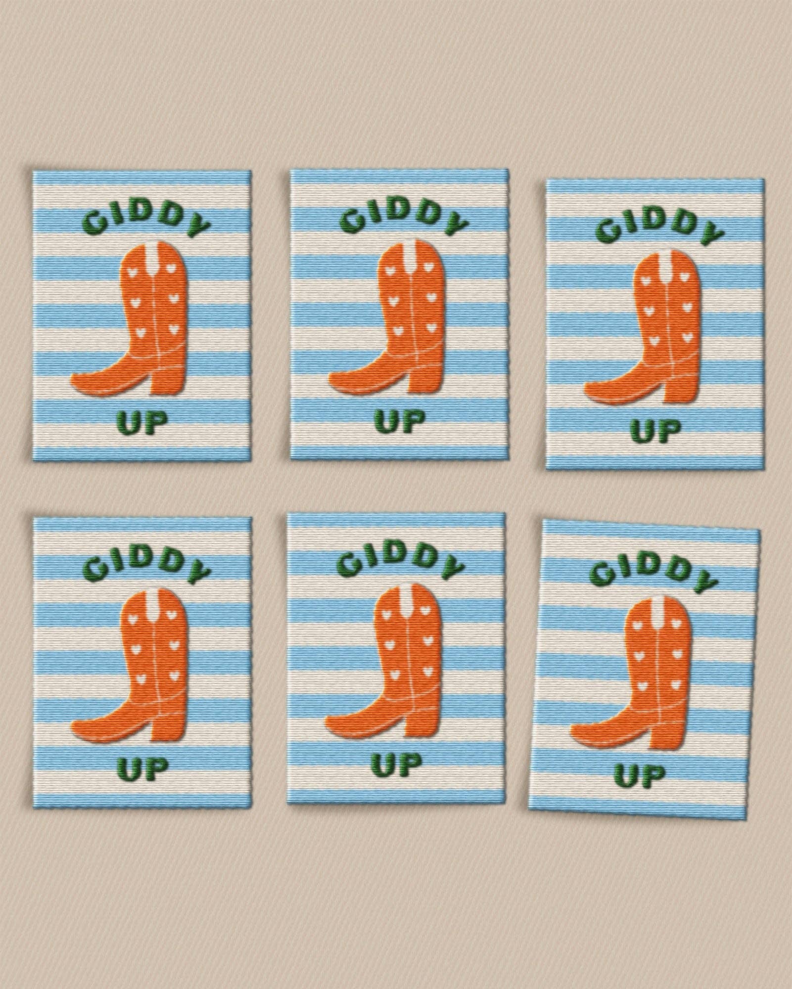 Cowboy Boot Large Garment Labels - Boho Fabrics - Sew - in Labels