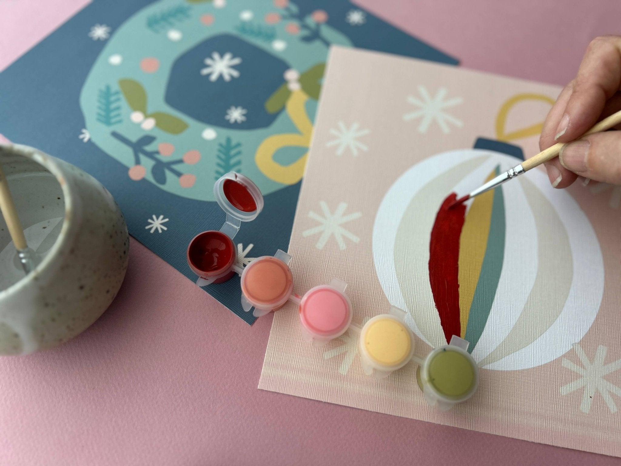 Cozy Holidays Paint by Number Kit + Travel Easel - Boho Fabrics -