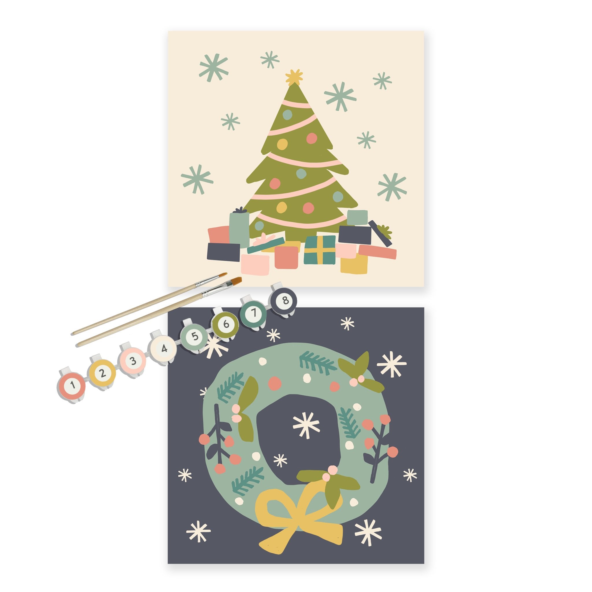 Cozy Holidays Paint by Number Kit + Travel Easel - Boho Fabrics -