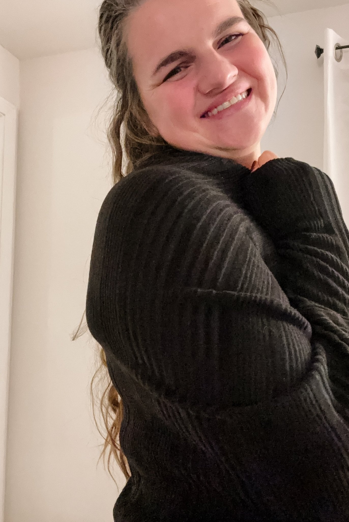 Cozy Stripe, Brushed Rib Knit in Black - Boho Fabrics - Rib Solid, Knit Fabric