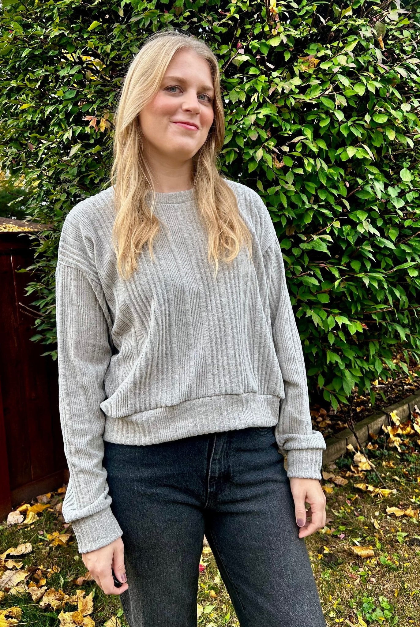 Cozy Stripe, Brushed Rib Knit in Oatmeal Ash - Boho Fabrics - Rib Solid, Knit Fabric