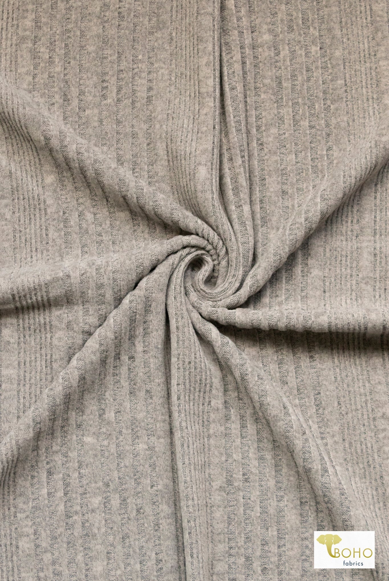 Cozy Stripe, Brushed Rib Knit in Oatmeal Ash - Boho Fabrics - Rib Solid, Knit Fabric