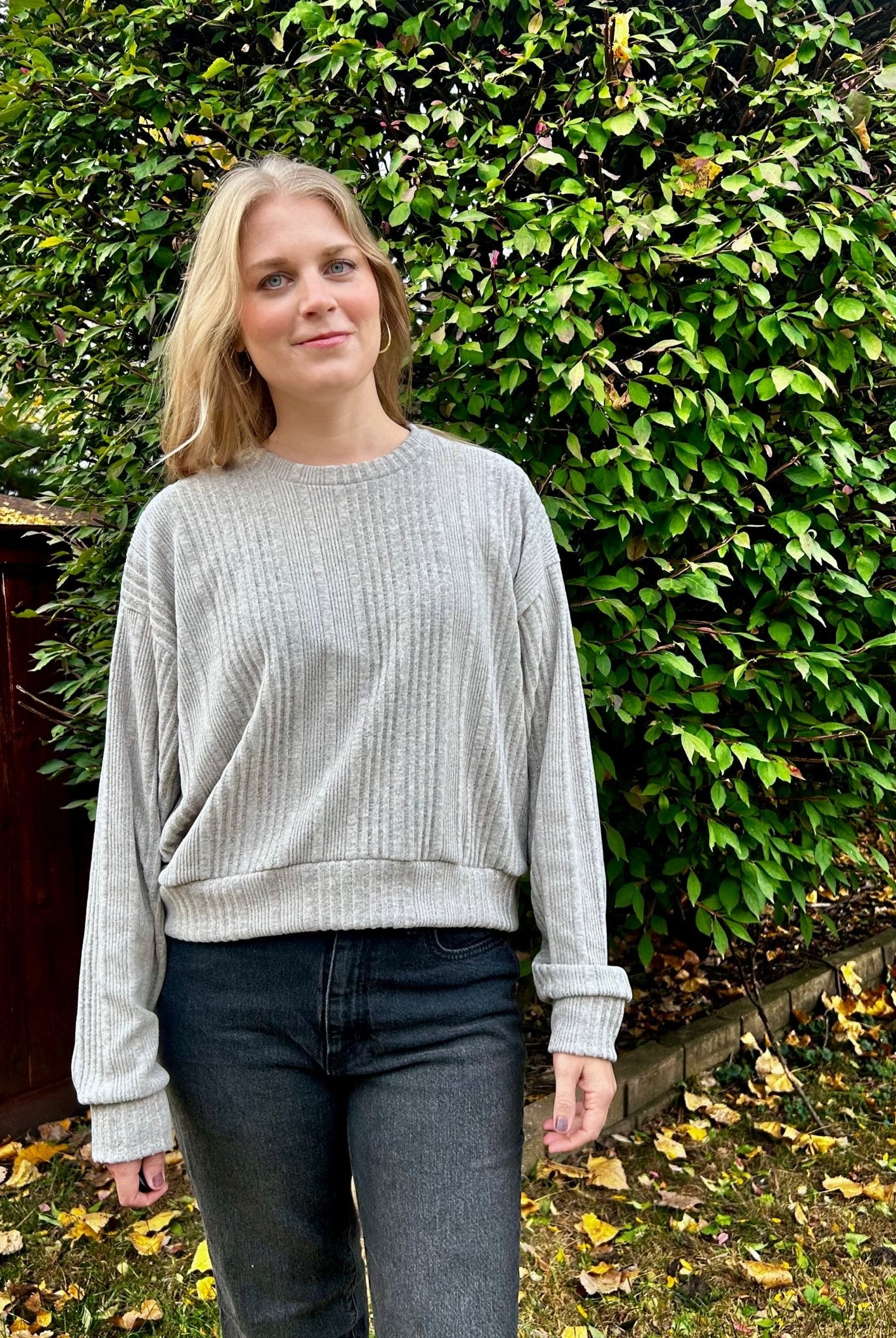Cozy Stripe, Brushed Rib Knit in Oatmeal Ash - Boho Fabrics - Rib Solid, Knit Fabric