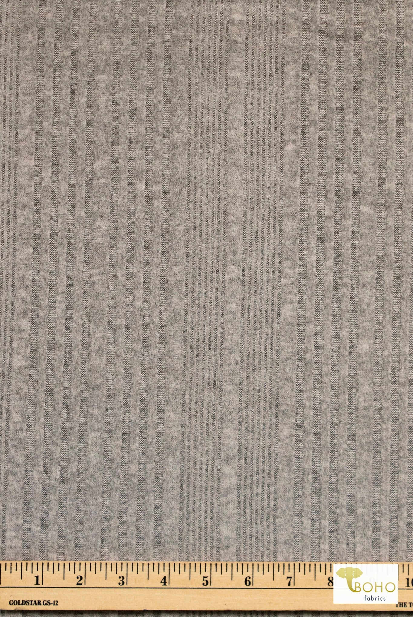 Cozy Stripe, Brushed Rib Knit in Oatmeal Ash - Boho Fabrics - Rib Solid, Knit Fabric