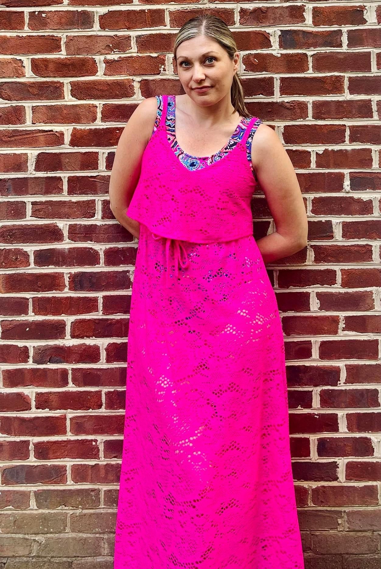 Cresendo in Fuchsia, Stretch Lace Fabric - Boho Fabrics - Stretch Lace Fabric