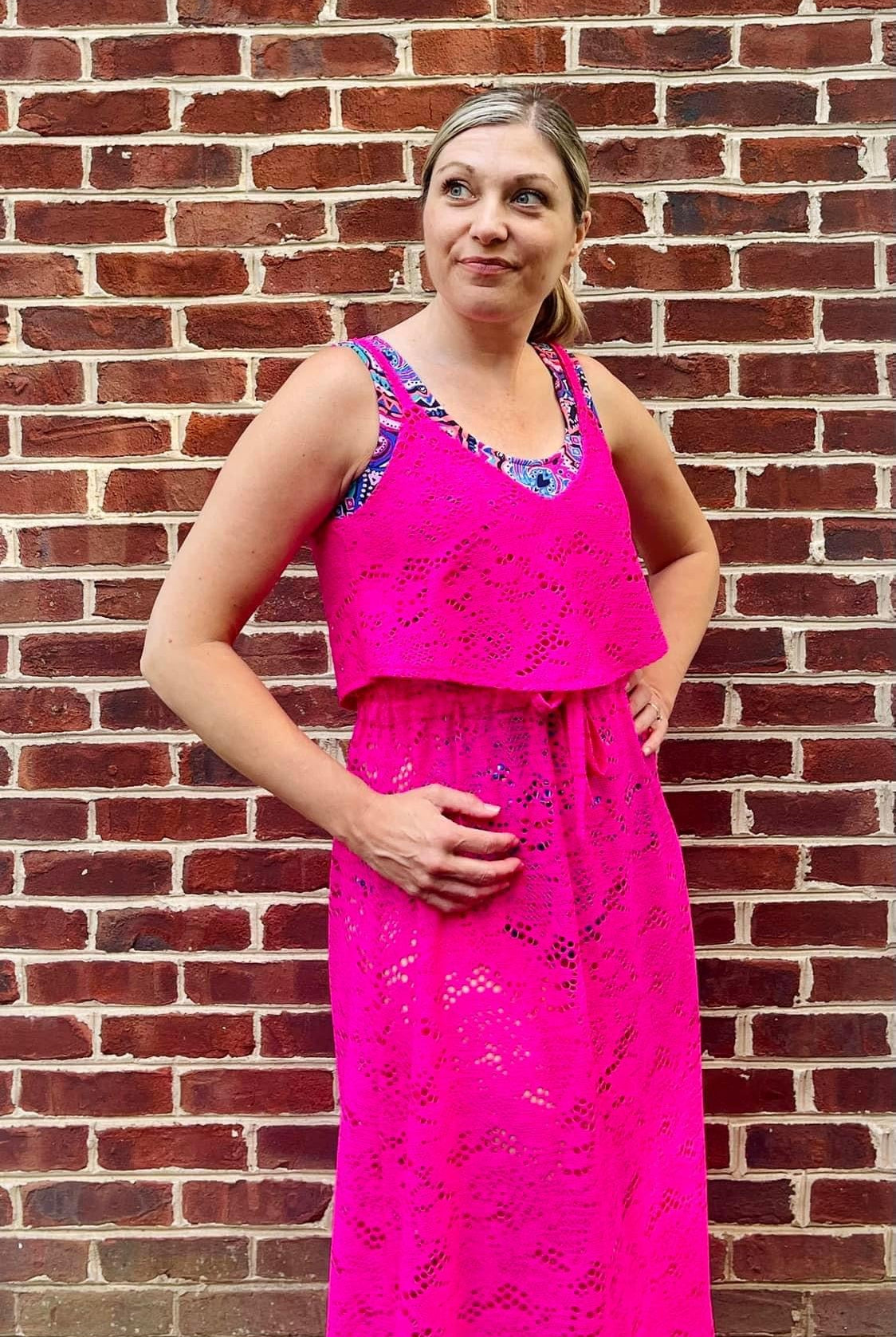 Cresendo in Fuchsia, Stretch Lace Fabric - Boho Fabrics - Stretch Lace Fabric