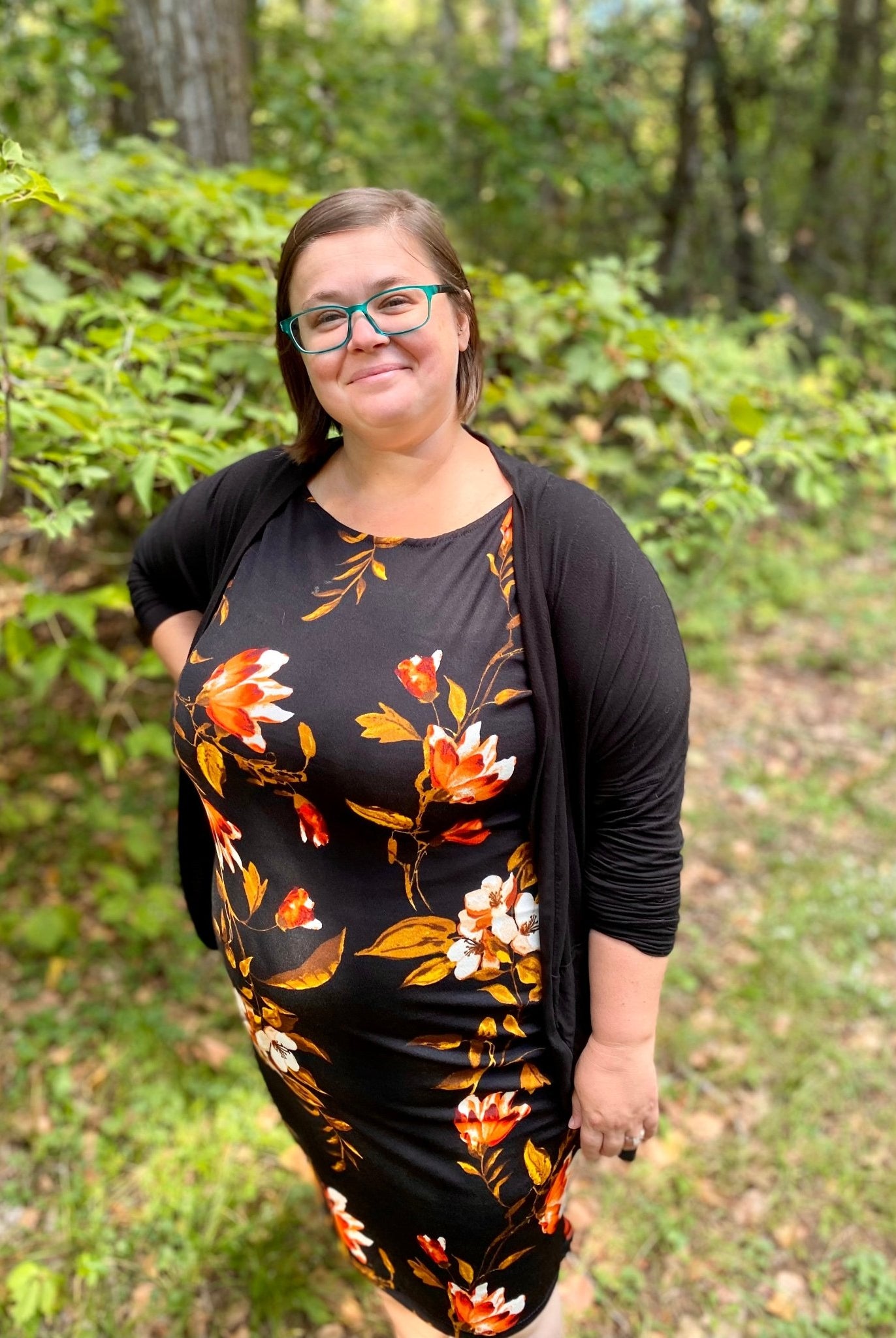 Crocus & Magnolias on Black, Scuba Crepe Knit. SCU-119-BLK - Boho Fabrics