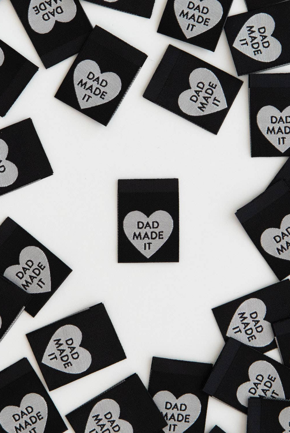 Dad Made It Heart - Sewing Woven Clothing Label Tags - Boho Fabrics -