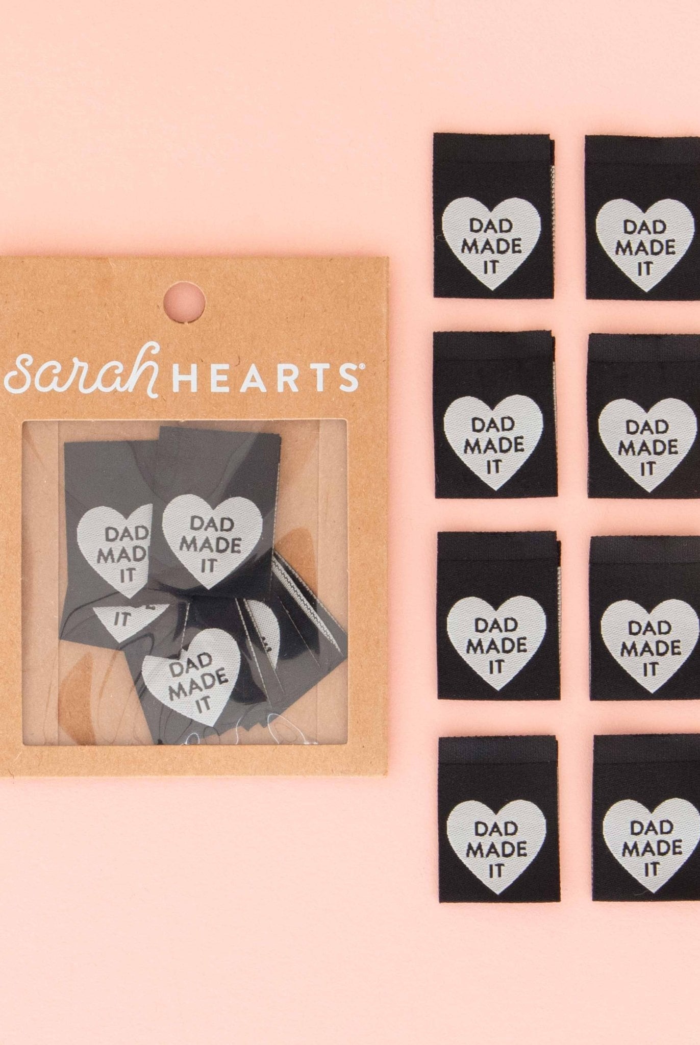 Dad Made It Heart - Sewing Woven Clothing Label Tags - Boho Fabrics -