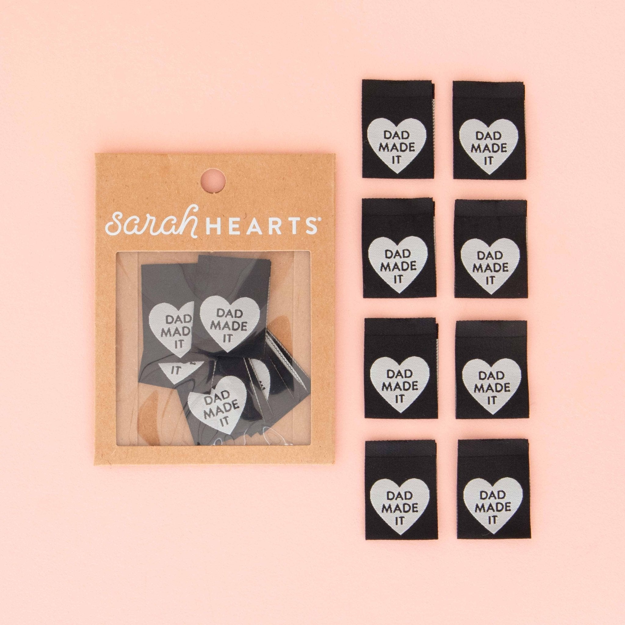 Dad Made It Heart - Sewing Woven Clothing Label Tags - Boho Fabrics -