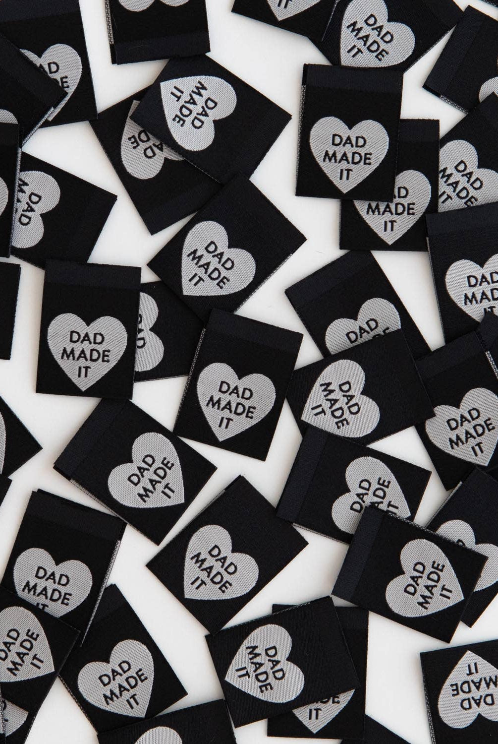 Dad Made It Heart - Sewing Woven Clothing Label Tags - Boho Fabrics -