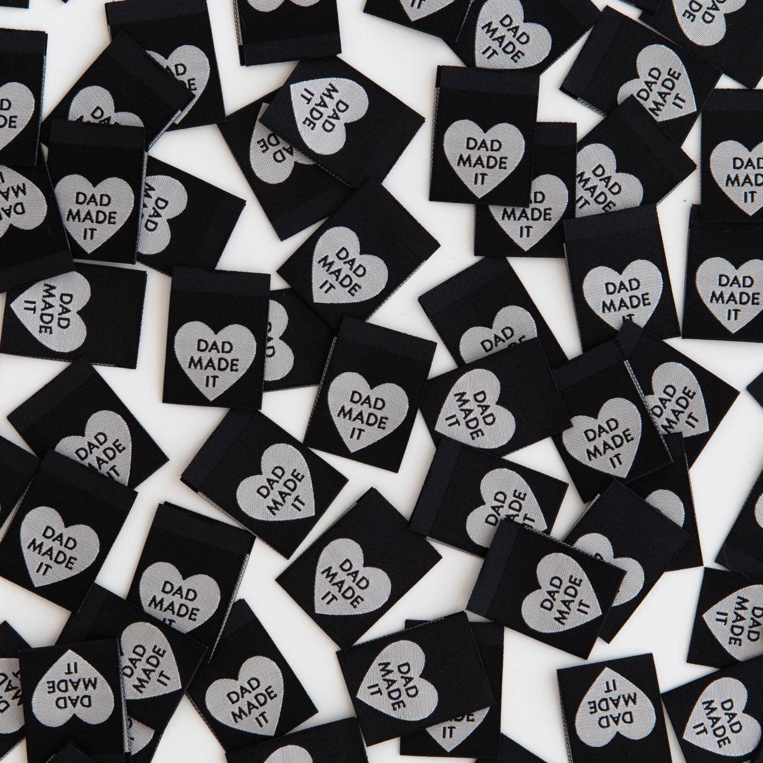 Dad Made It Heart - Sewing Woven Clothing Label Tags - Boho Fabrics -