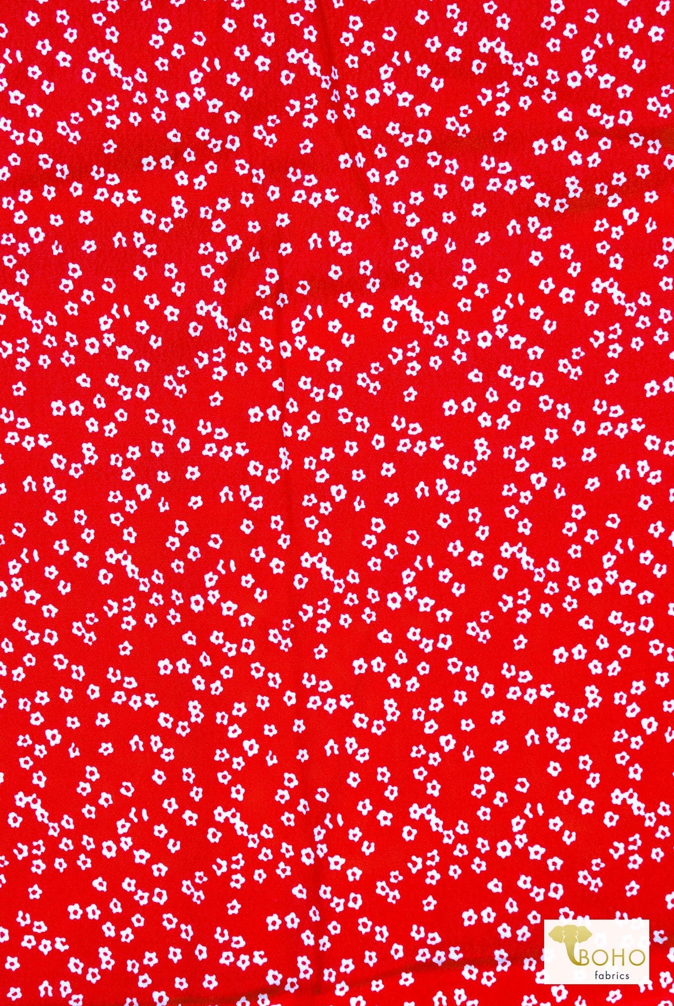 Daisies on Red, Georgette Woven Fabric - Boho Fabrics - Georgette, Woven