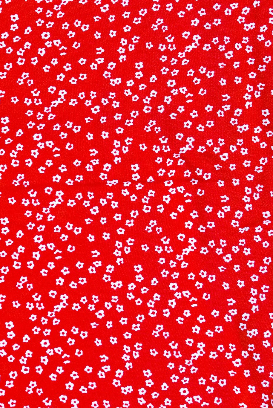 Daisies on Red, Georgette Woven Fabric - Boho Fabrics - Georgette, Woven