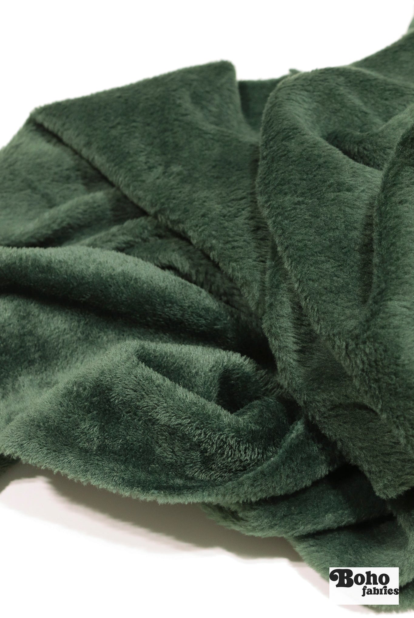 Dark Green, Classic Double - Velour High Loft Fleece Fabric by Polartec *2nds* - Boho Fabrics - Performance Fabrics