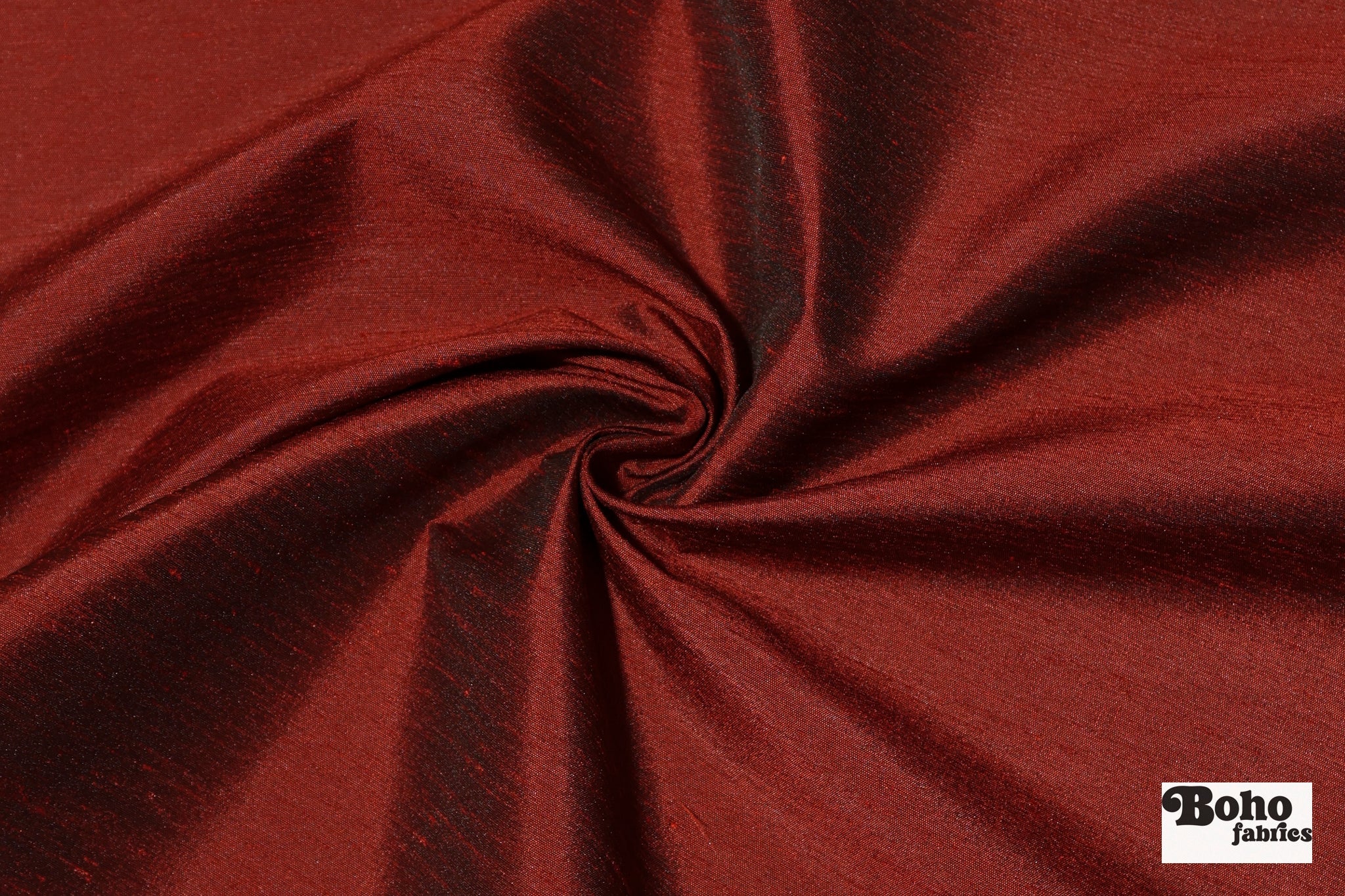 Dark Red Slub Satin Woven Fabric - Boho Fabrics - Special Occasion Fabric