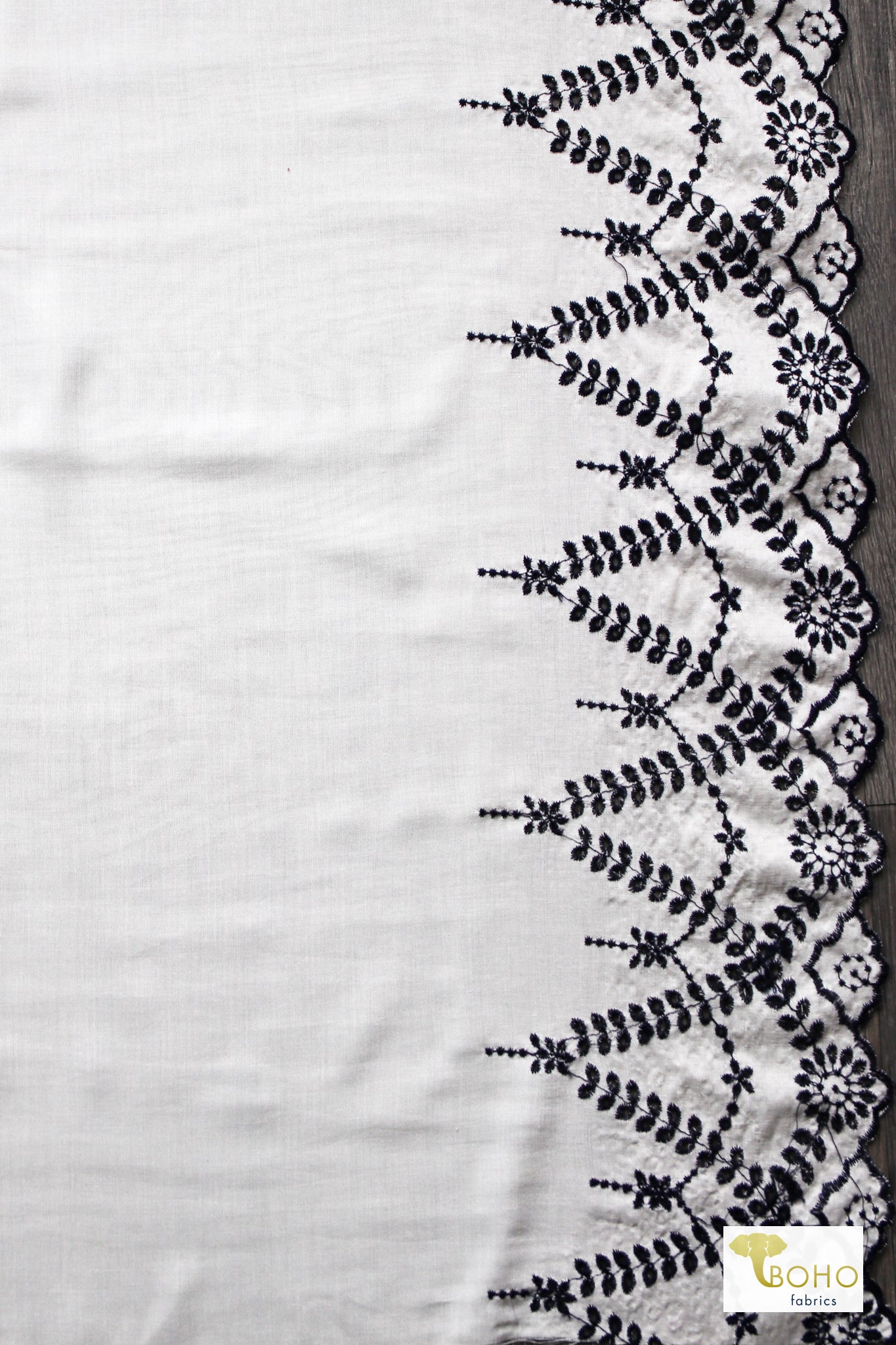 Daylight Beauty. Double Border Ivory Embroidered Eyelet, Rayon Challis Woven Fabric - Boho Fabrics
