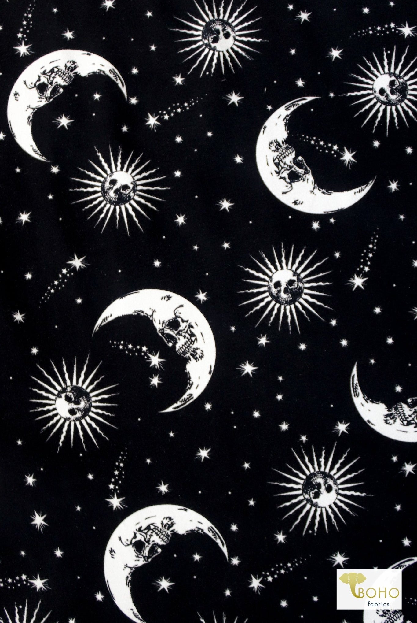 Dead of Night, Cotton Spandex Print. - Boho Fabrics