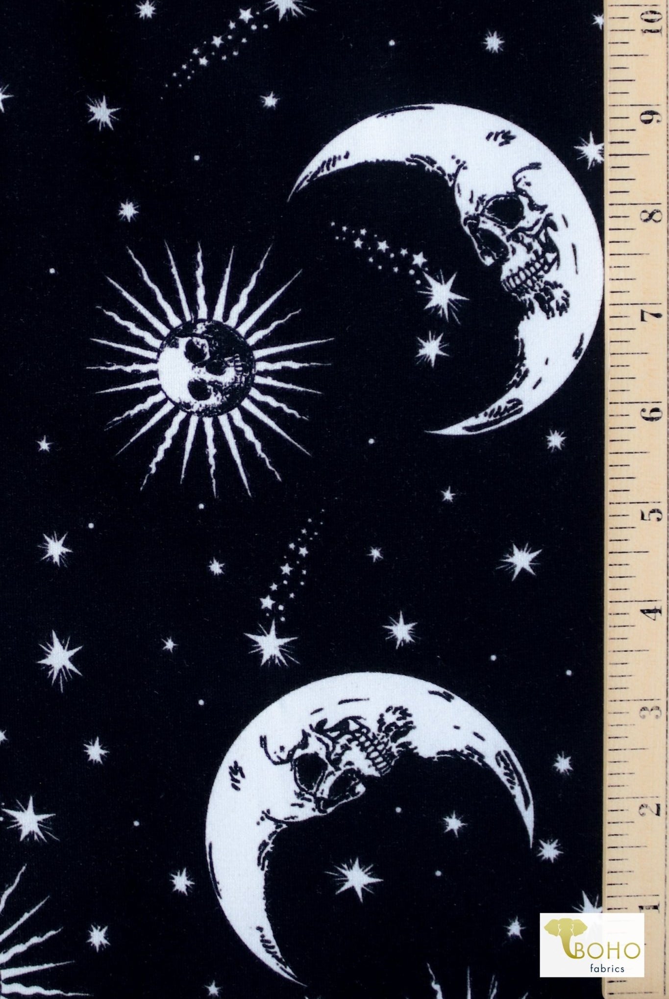 Dead of Night, Cotton Spandex Print. - Boho Fabrics