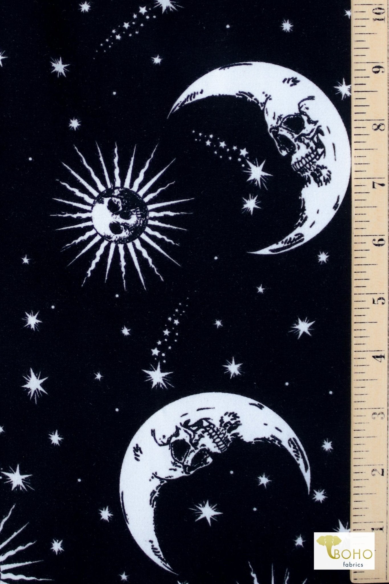 Dead of Night, Cotton Spandex Print. - Boho Fabrics