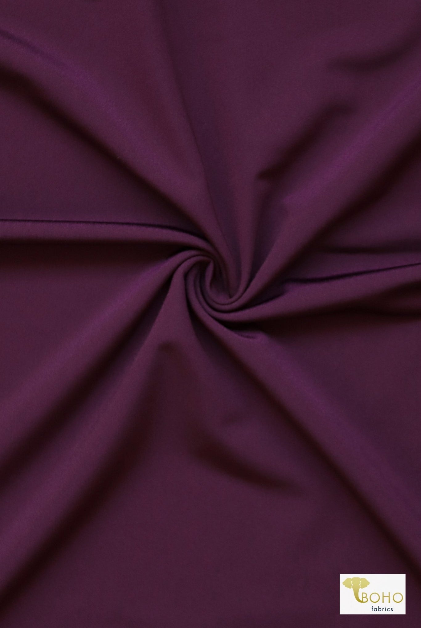Deep Mulberry Purple, Shiny Solid Swim Knit Fabric. - Boho Fabrics