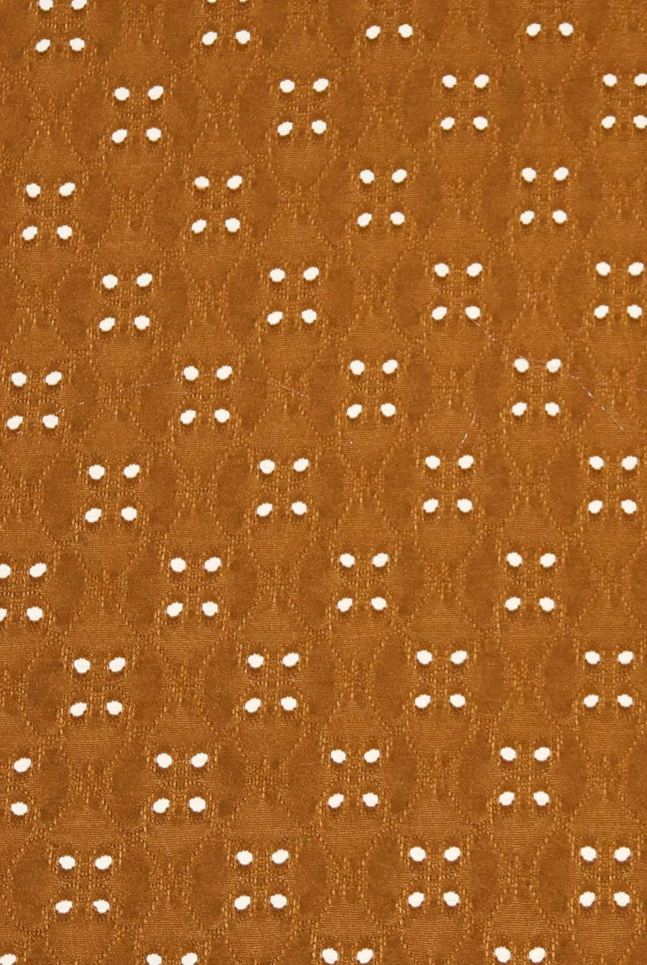 Deep Ochre, Butterfly Eyelet Jersey Knit Fabric - Boho Fabrics - Knit Fabric