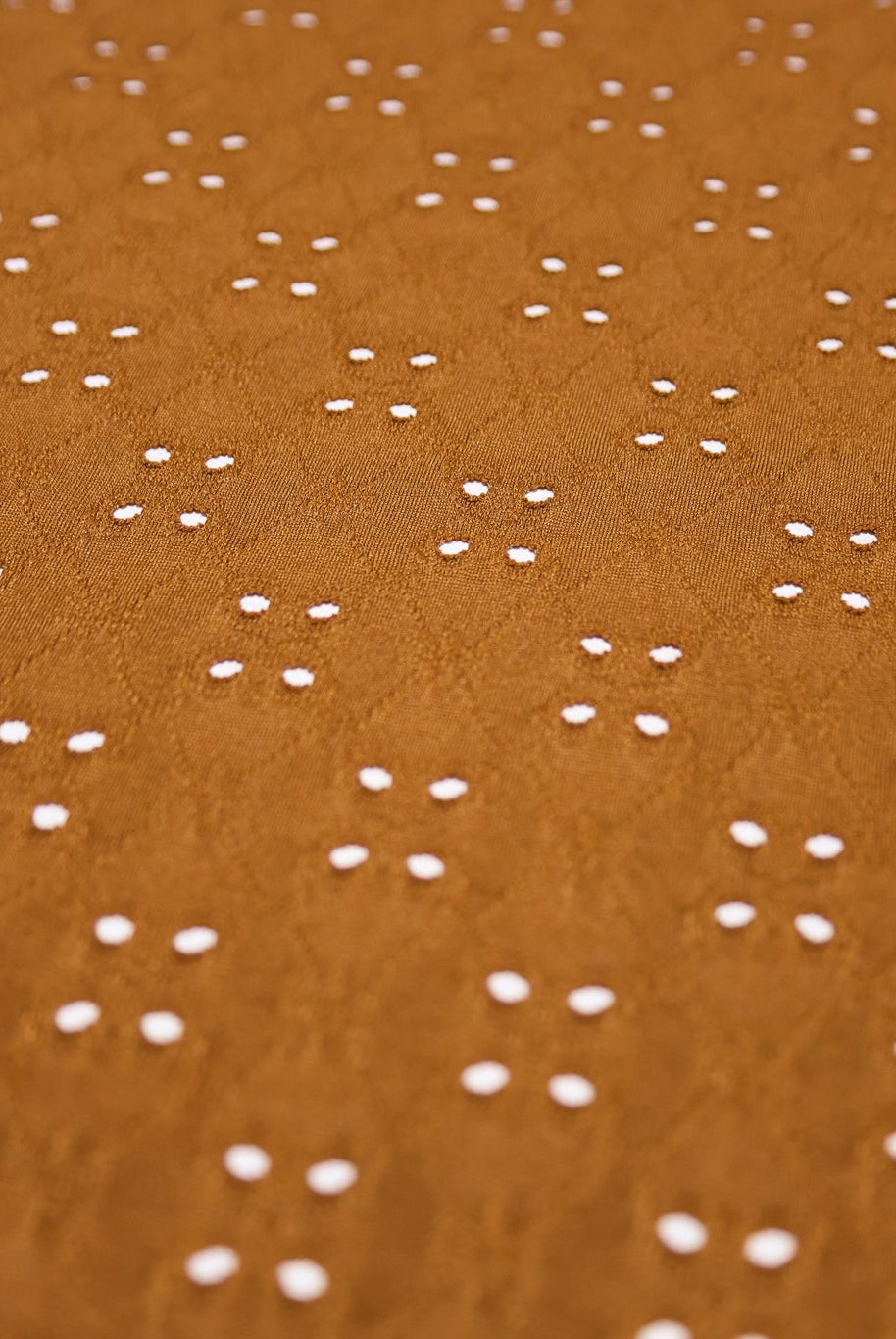 Deep Ochre, Butterfly Eyelet Jersey Knit Fabric - Boho Fabrics - Knit Fabric