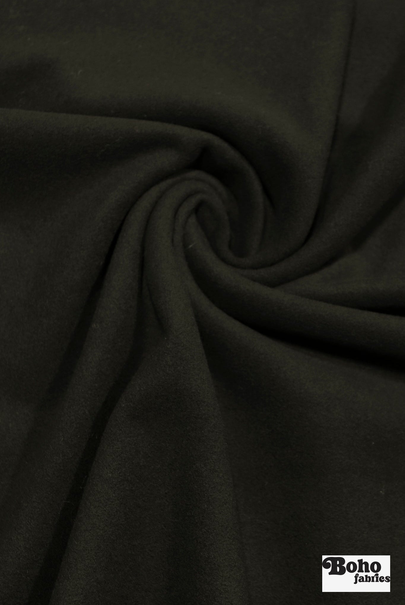 Deep Olive Green Italian Wool Coating Fabric - Boho Fabrics - Wool Coating, Woven