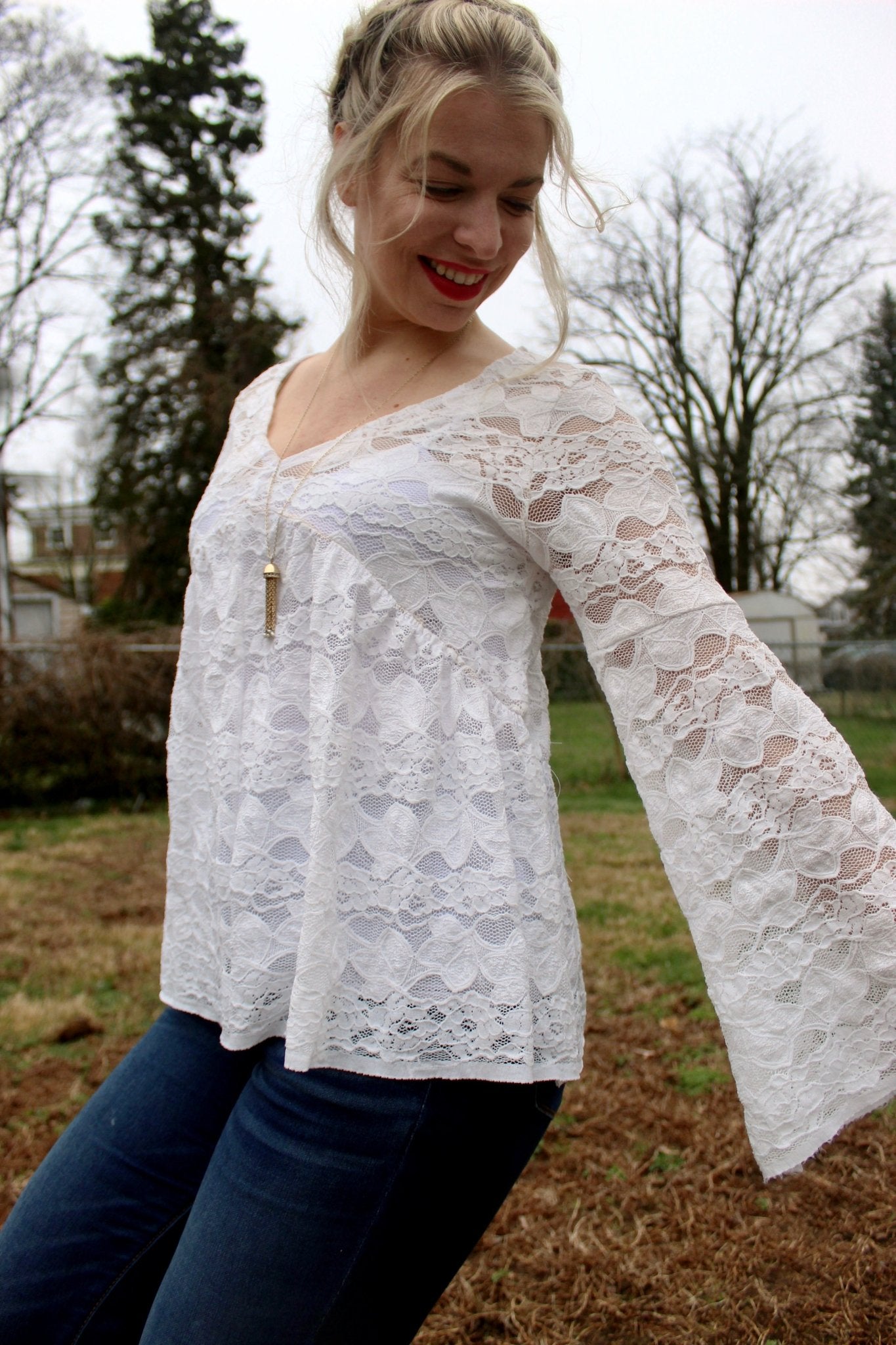 Delicate Leaves and Floral Stripes in White. Stretch Lace Knit. SL-113 - Boho Fabrics