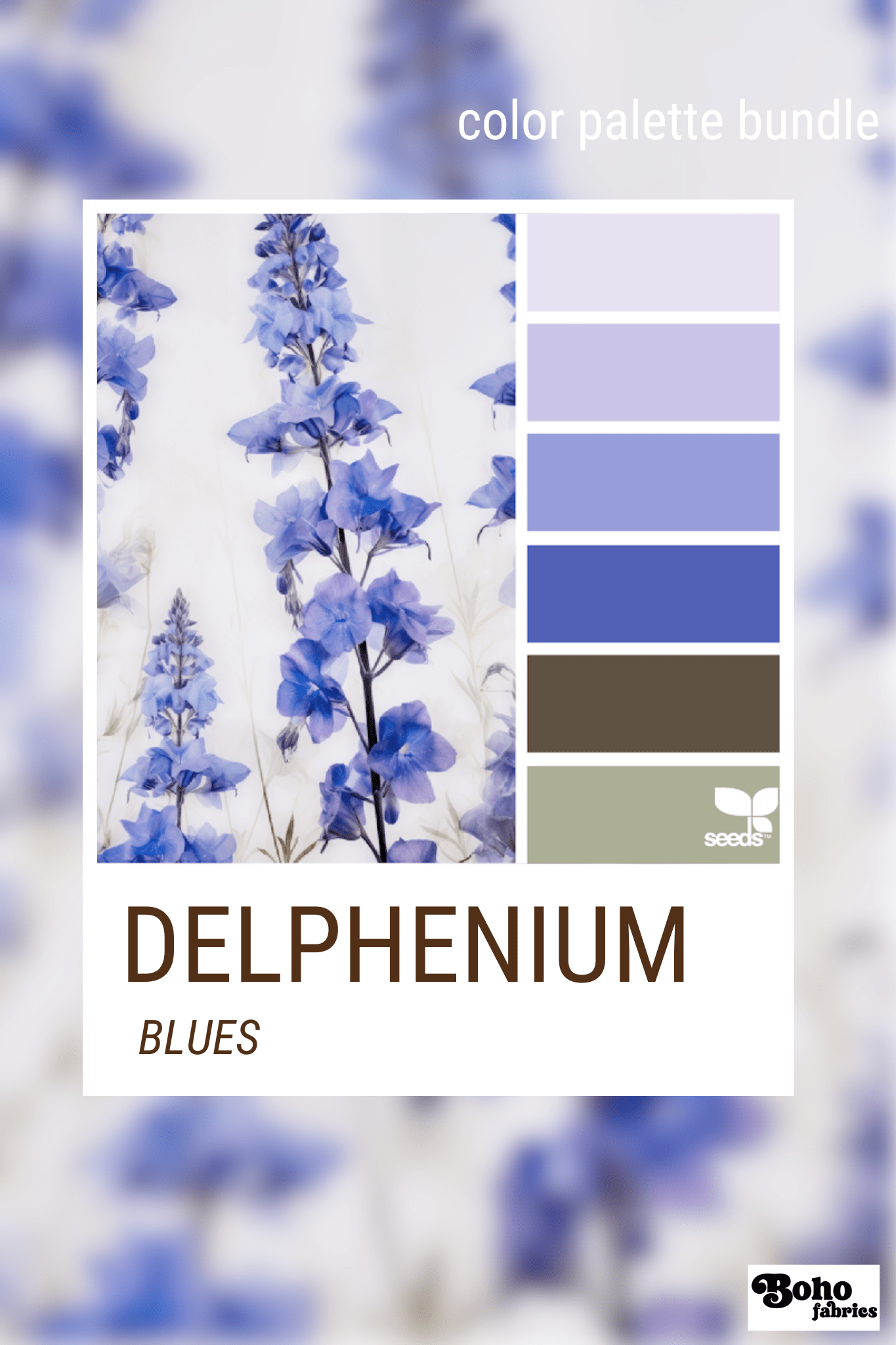 Delphinium Blues, Mystery Color Palette Bundle - Boho Fabrics - Fabric Bundles