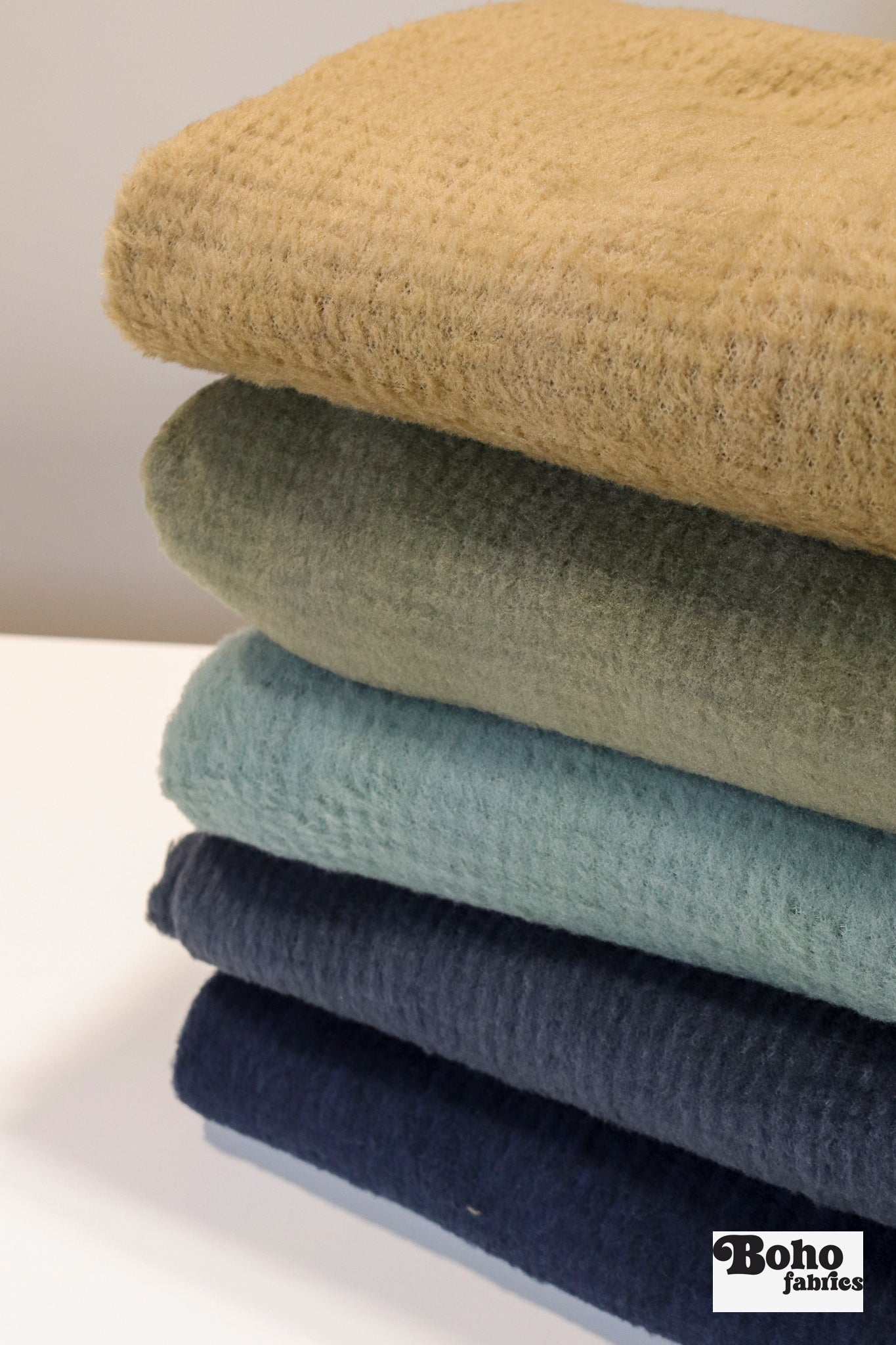 Denim Blue Heather, High Loft Fleece Fabric by Polartec - Boho Fabrics - Performance Fabrics