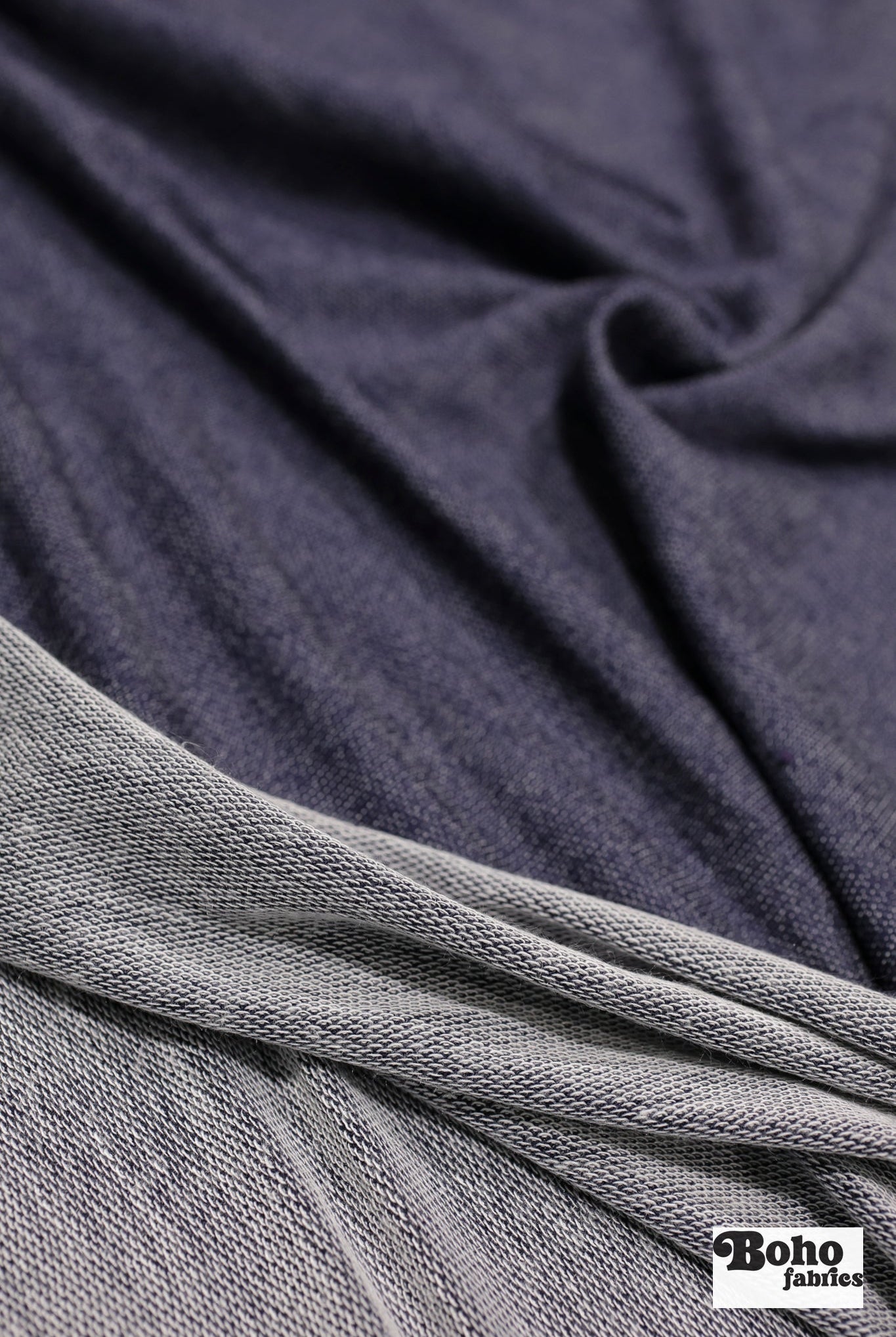 Denim Style French Terry Knit Fabric - Boho Fabrics - French Terry Solid Knit