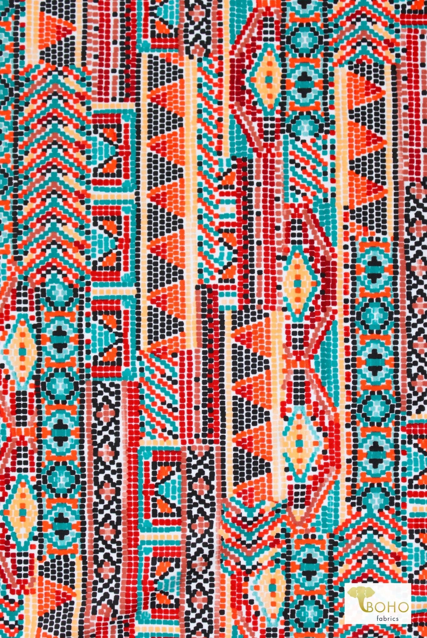 Desert Mosaic, Swim/Athletic Knit Fabric - Boho Fabrics - Swim Knit, Printed Fabric