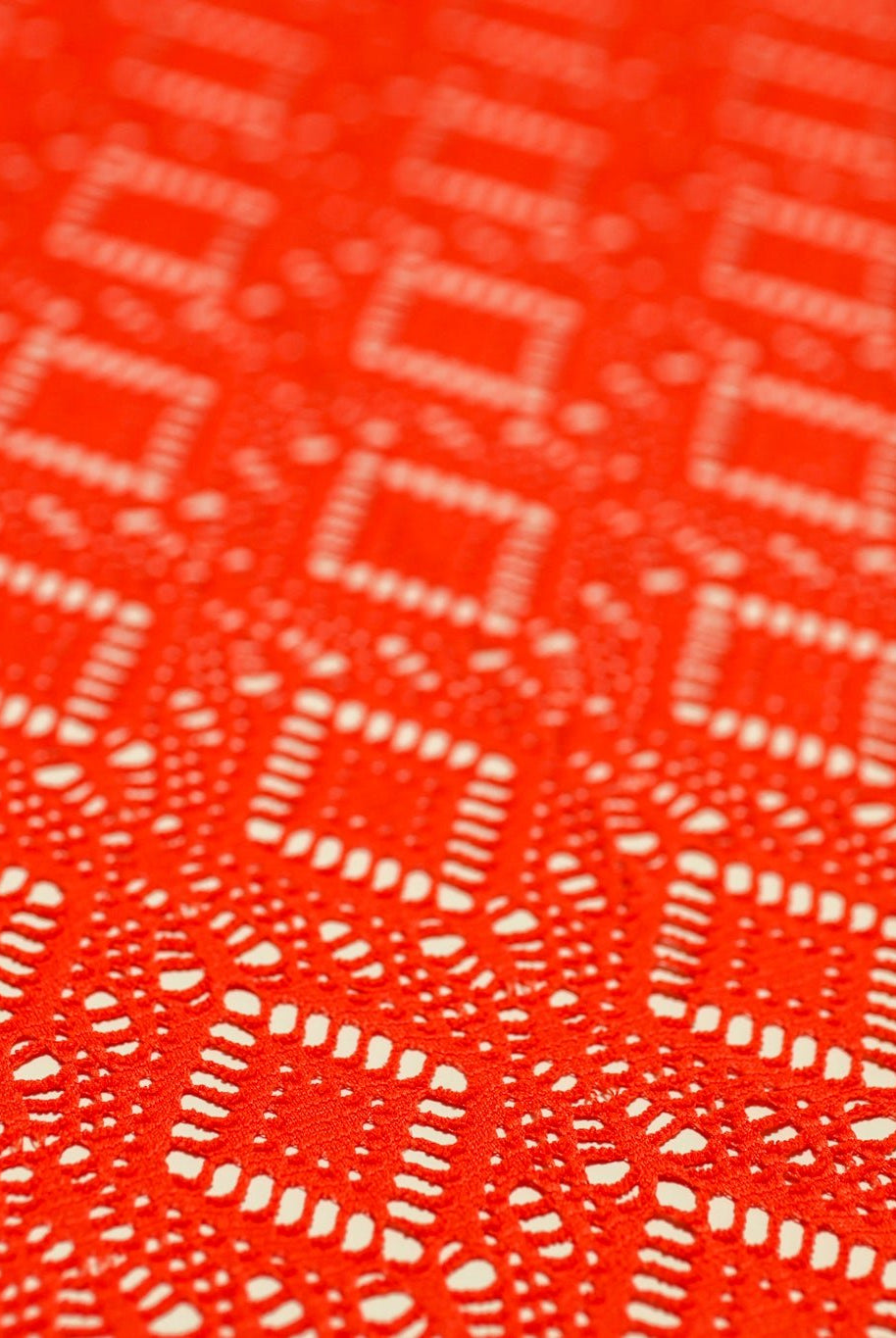 Diamond Eyes in Burnt Orange, Stretch Lace Fabric - Boho Fabrics - Stretch Lace Fabric