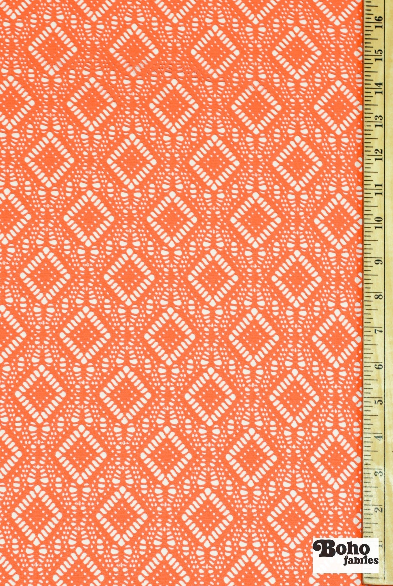 Diamond Eyes in Light Orange, Stretch Lace Fabric - Boho Fabrics - Stretch Lace Fabric