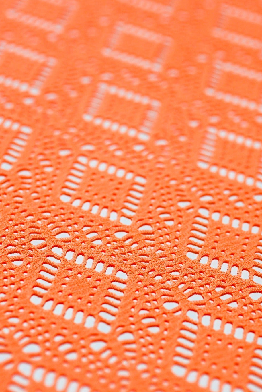 Diamond Eyes in Light Orange, Stretch Lace Fabric - Boho Fabrics - Stretch Lace Fabric