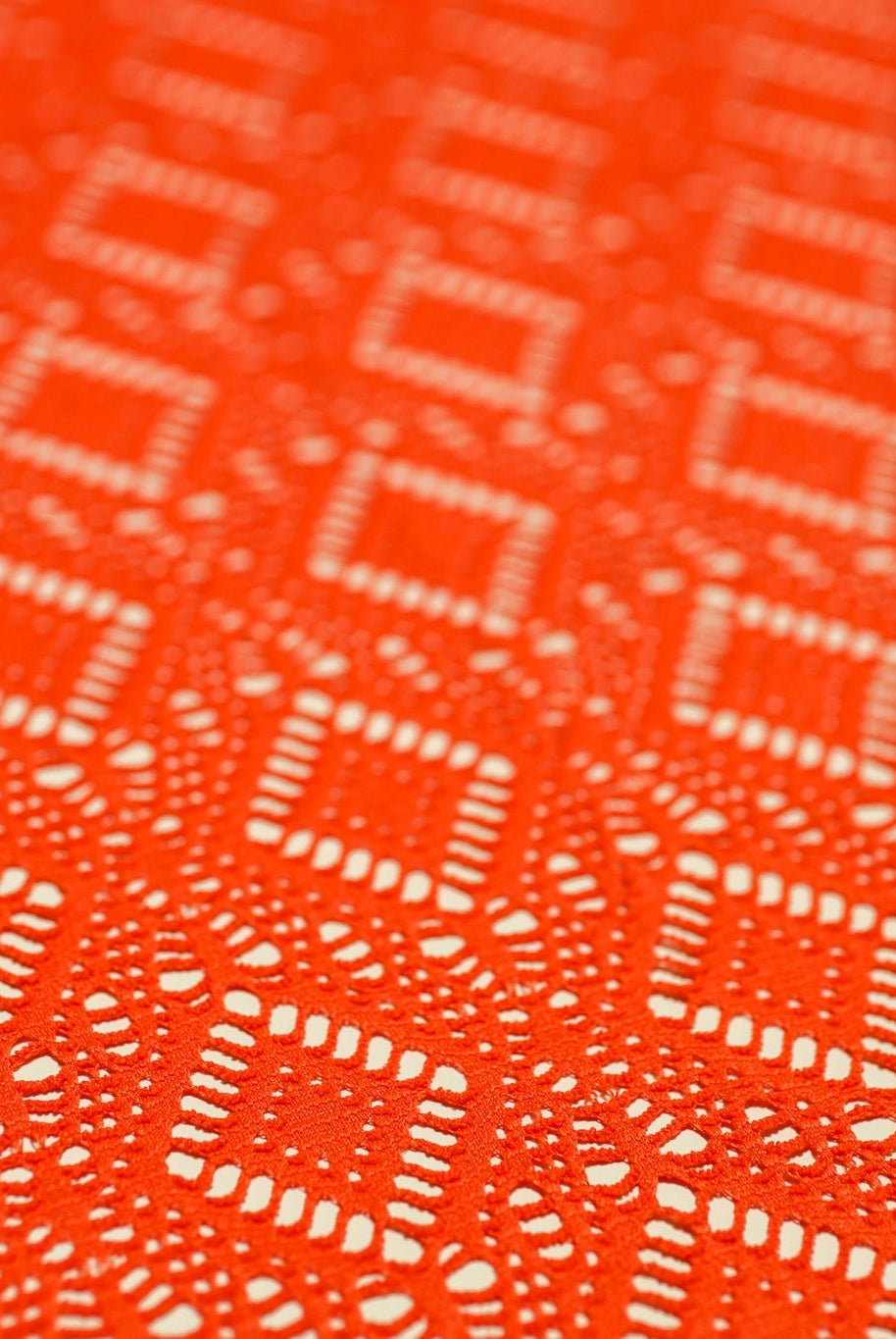 Diamond Eyes in Orange, Stretch Lace Fabric - Boho Fabrics - Stretch Lace Fabric