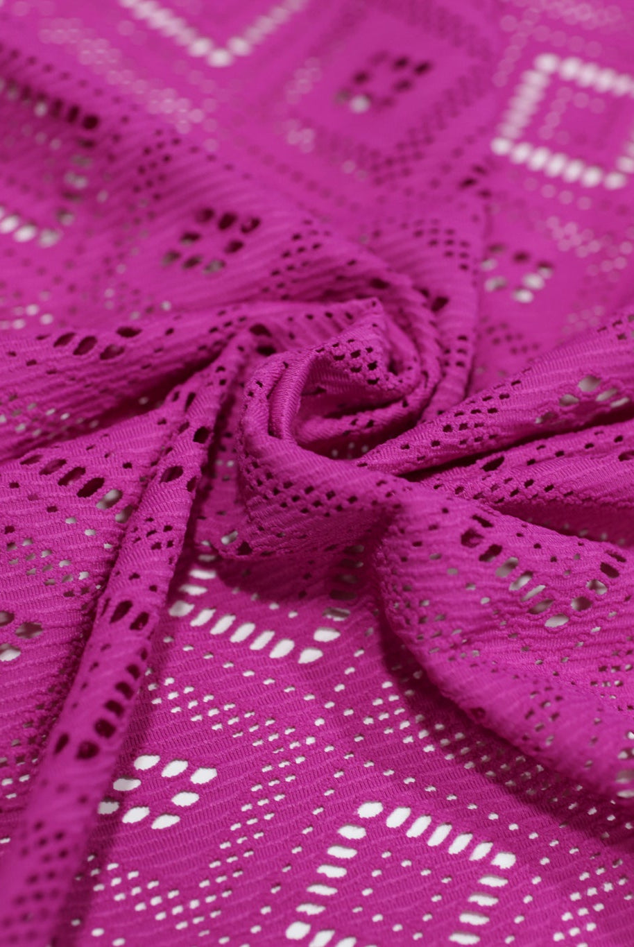 Diamond Quilt in Magenta, Stretch Lace Fabric - Boho Fabrics - Stretch Lace Fabric