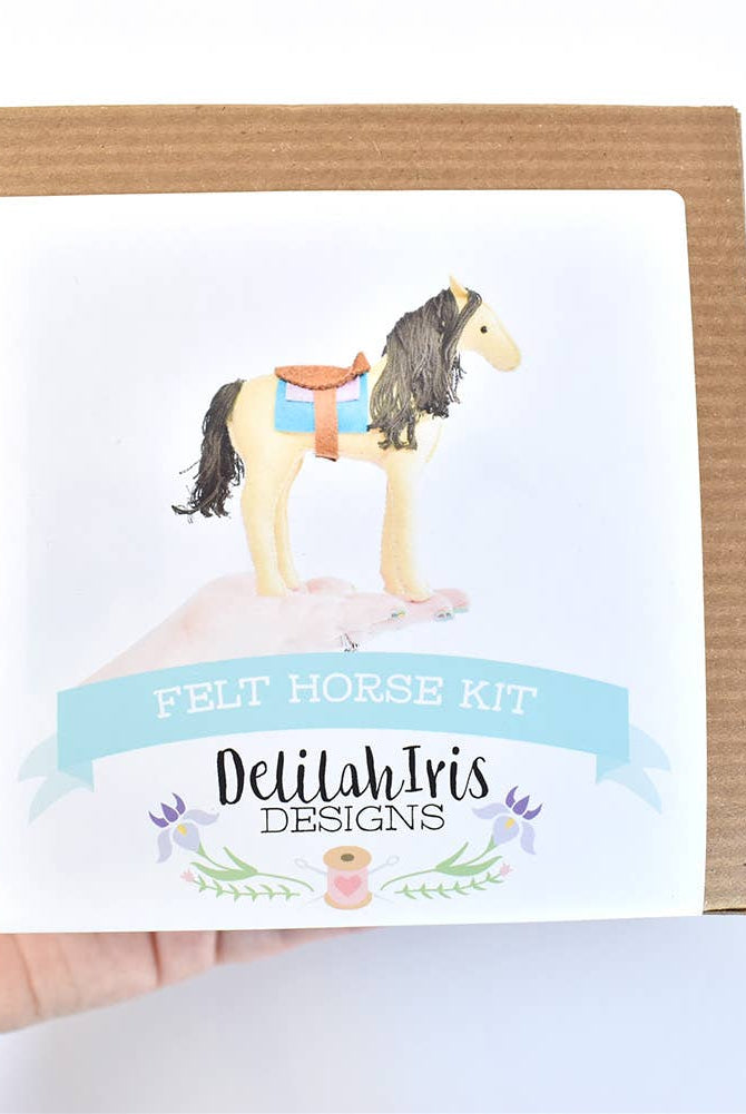 DIY Craft Kit - Felt Horse Stuffed Animal Sewing Craft Kit - Boho Fabrics -