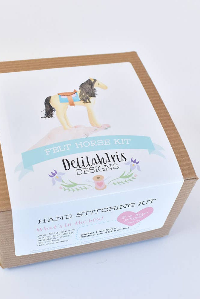 DIY Craft Kit - Felt Horse Stuffed Animal Sewing Craft Kit - Boho Fabrics -