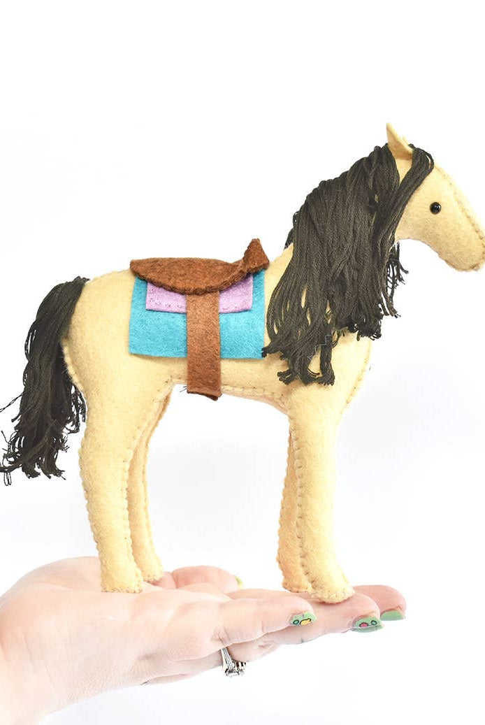 DIY Craft Kit - Felt Horse Stuffed Animal Sewing Craft Kit - Boho Fabrics -